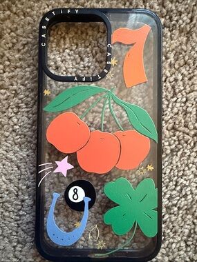 Casetify Clear Case with Orange Cherries & Green Clover